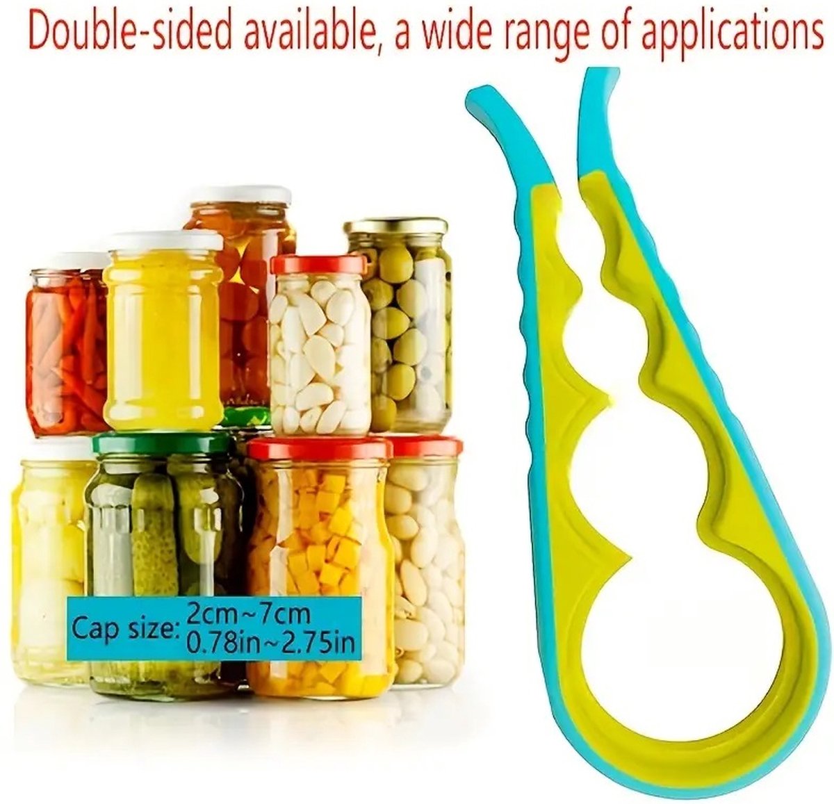 6-in-1 Opener | Multifunctional Opener | Kitchen Helper Opener | Jar | Bottle | Beer | Bag | Caps | Green V1188-MS101-00515-1