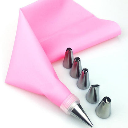 Piping Bag Cake Decoration for Whipped Cream - 6 Nozzles - 1 Piece Pink V1188-MS101-00531-1