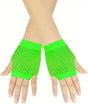 Fisnet Gloves | Erotic Gloves | Costume Gloves | Half Finger | 1 Pair | Neon Green V1188-MS101-00535-1