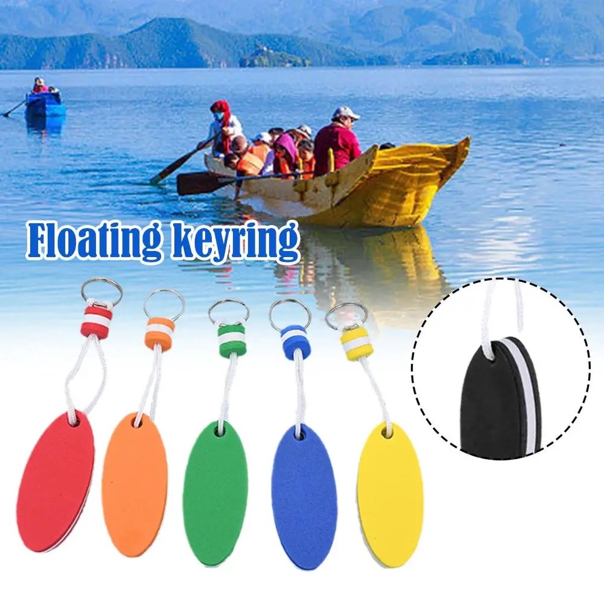 Floating Keychain | EVA Foam | For Large Keyring | Foam | Bumper | Key Float | Oval | Yellow V1188-MS101-00541-1