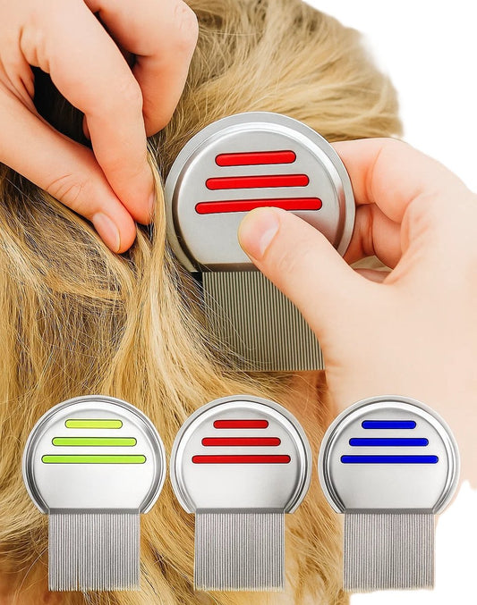 Set of 3 Lice Combs | Lice Brush | Flea Comb | Nits Comb | Dust Comb | Lice Remover | Stainless Steel | V1188-MS101-00545-1