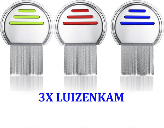 Set of 3 Lice Combs | Lice Brush | Flea Comb | Nits Comb | Dust Comb | Lice Remover | Stainless Steel | V1188-MS101-00545-1