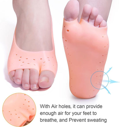 Pair Silicone Gel Socks | Heel Protectors | Heel Insoles | Heel Cushions | Heel Socks | One Size | Beige V1188-MS101-00546-1