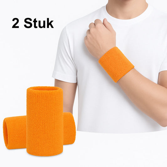 Wristband Set | Sweatband | Sweatbands | Wrist | Sports Bands | 2 Piece | Orange V1188-MS101-00547-1