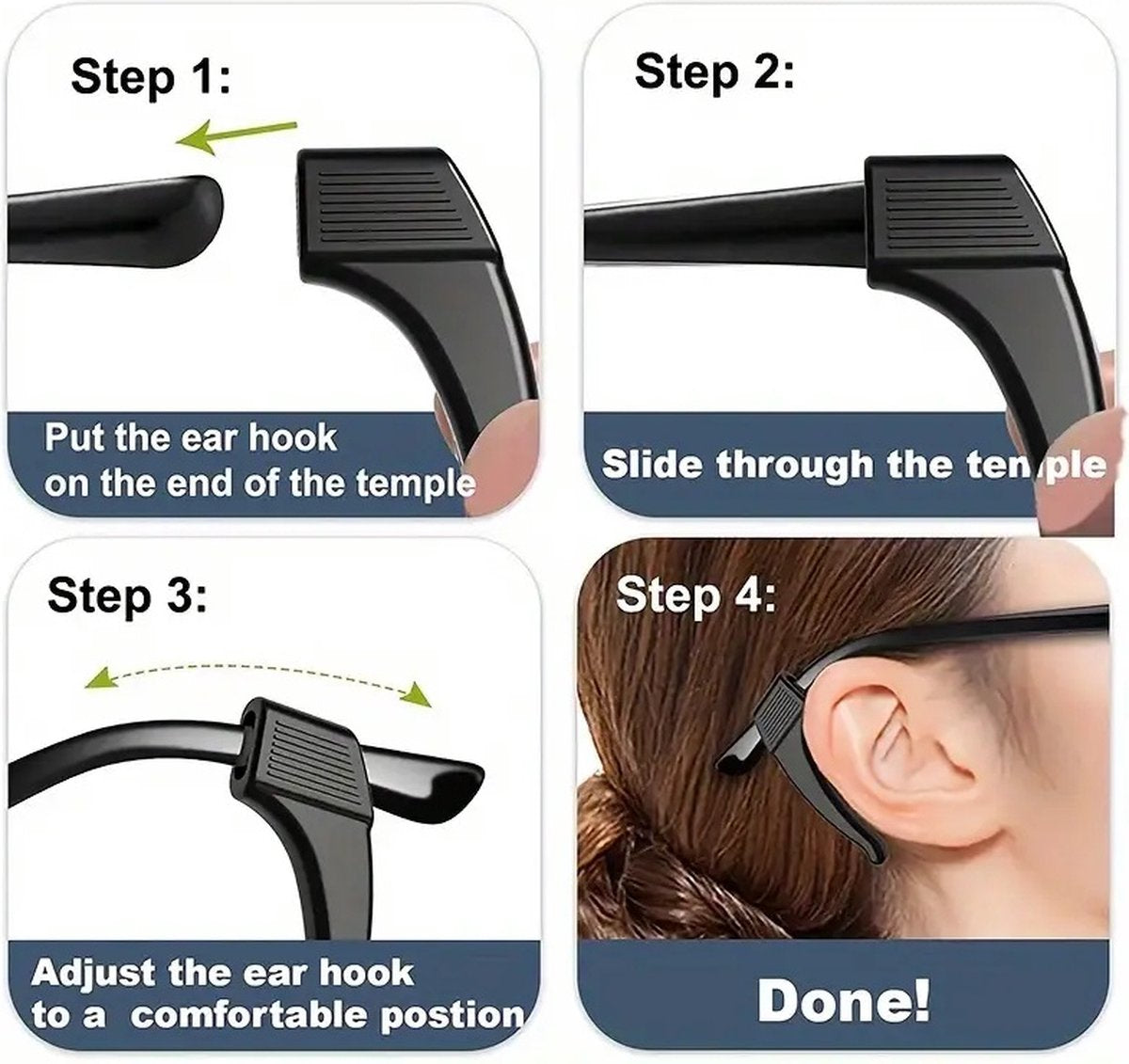 Anti-slip Ear Hooks for Glasses | Glasses Hooks | Glasses Holders | Sunglasses Hook | Silicone | Yellow | 2 V1188-MS101-00550-1