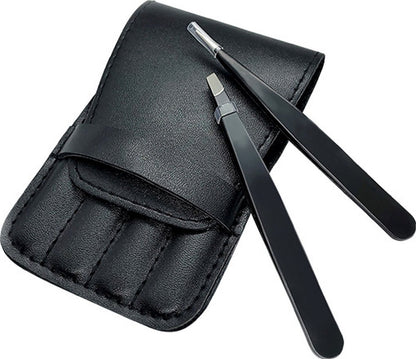 Eyebrow Plucking Tweezers Set | 4-Piece | Tweezers | With Luxury Storage Case | Black V1188-MS101-00561-1