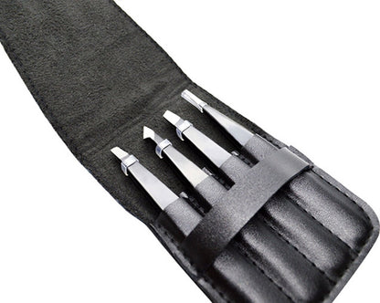 Eyebrow Plucking Tweezers Set | 4-Piece | Tweezers | With Luxury Storage Case | Black V1188-MS101-00561-1