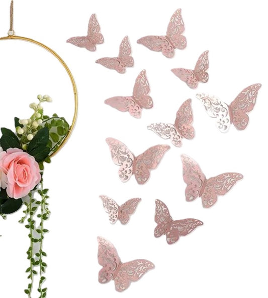 3D Wall Decoration Butterflies 12 Pieces | Wall Decoration | Wall Butterflies | Butterfly Wall Stickers | V1188-MS101-00566-1