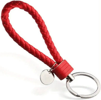 Luxury PU Leather Keychain | Key Holder | Woven Keychain | Universal | Red V1188-MS101-00570-1