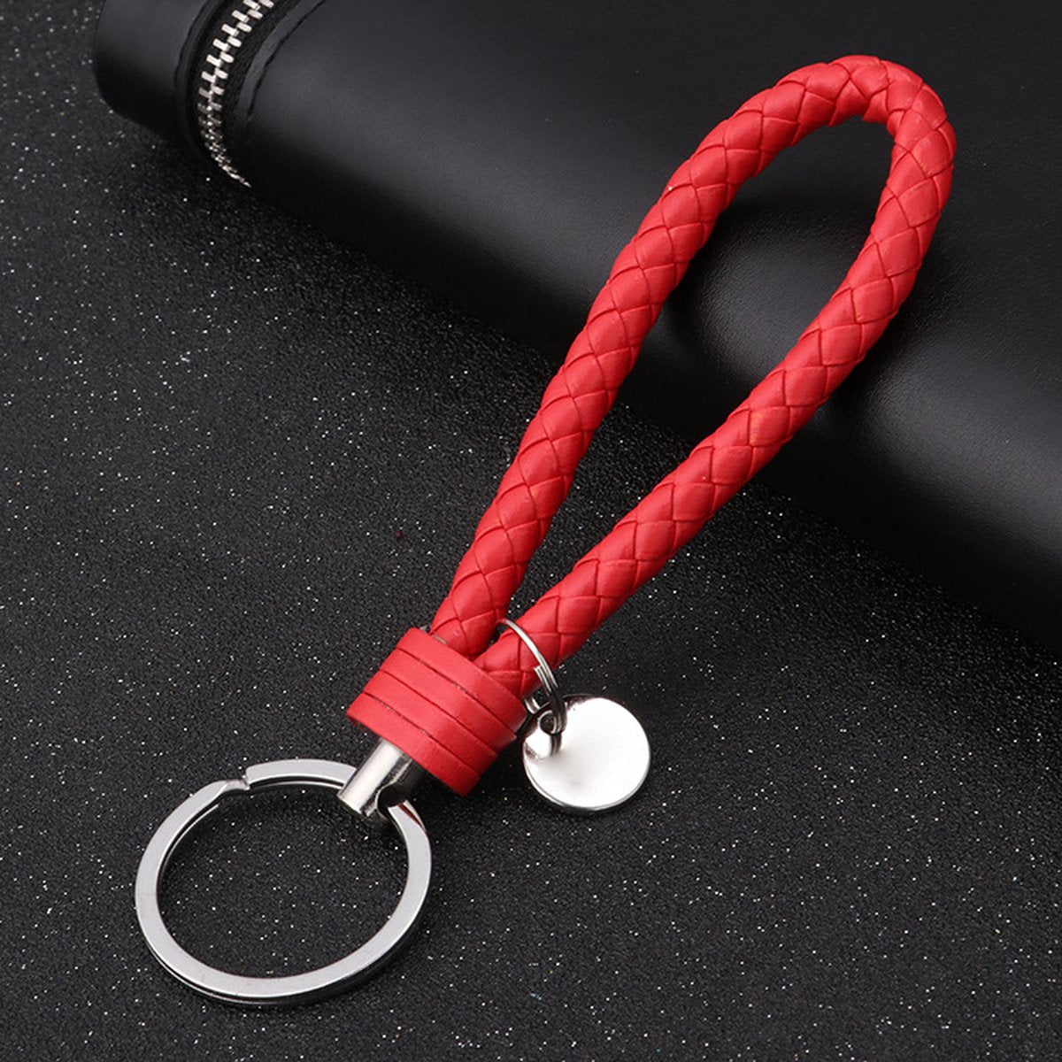 Luxury PU Leather Keychain | Key Holder | Woven Keychain | Universal | Red V1188-MS101-00570-1