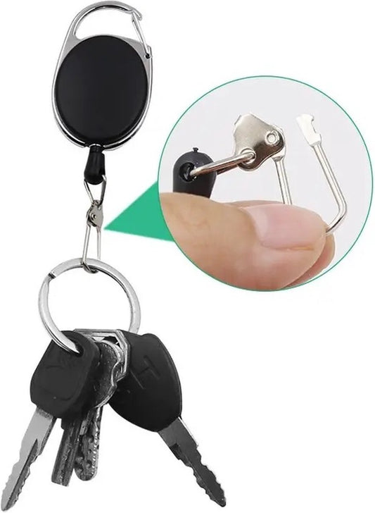 Trouser Clip Keychain | Retractable | For Cards | Card Holder | Card Hanger | 80 CM | Stainless Steel V1188-MS101-00572-1