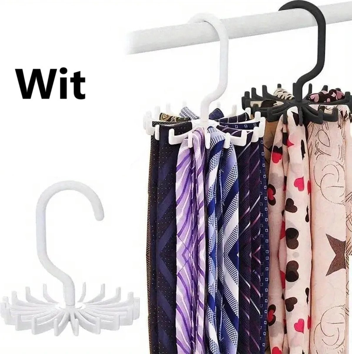 Tie Hanger | Tie Hanger | Tie Organizer | Tie Hook | Hang 20 Ties | White V1188-MS101-00575-1