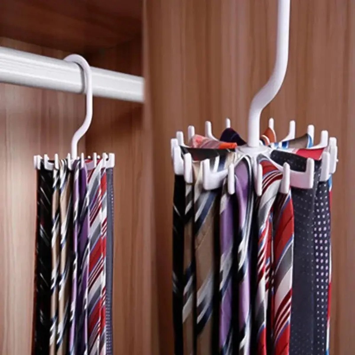 Tie Hanger | Tie Hanger | Tie Organizer | Tie Hook | Hang 20 Ties | White V1188-MS101-00575-1