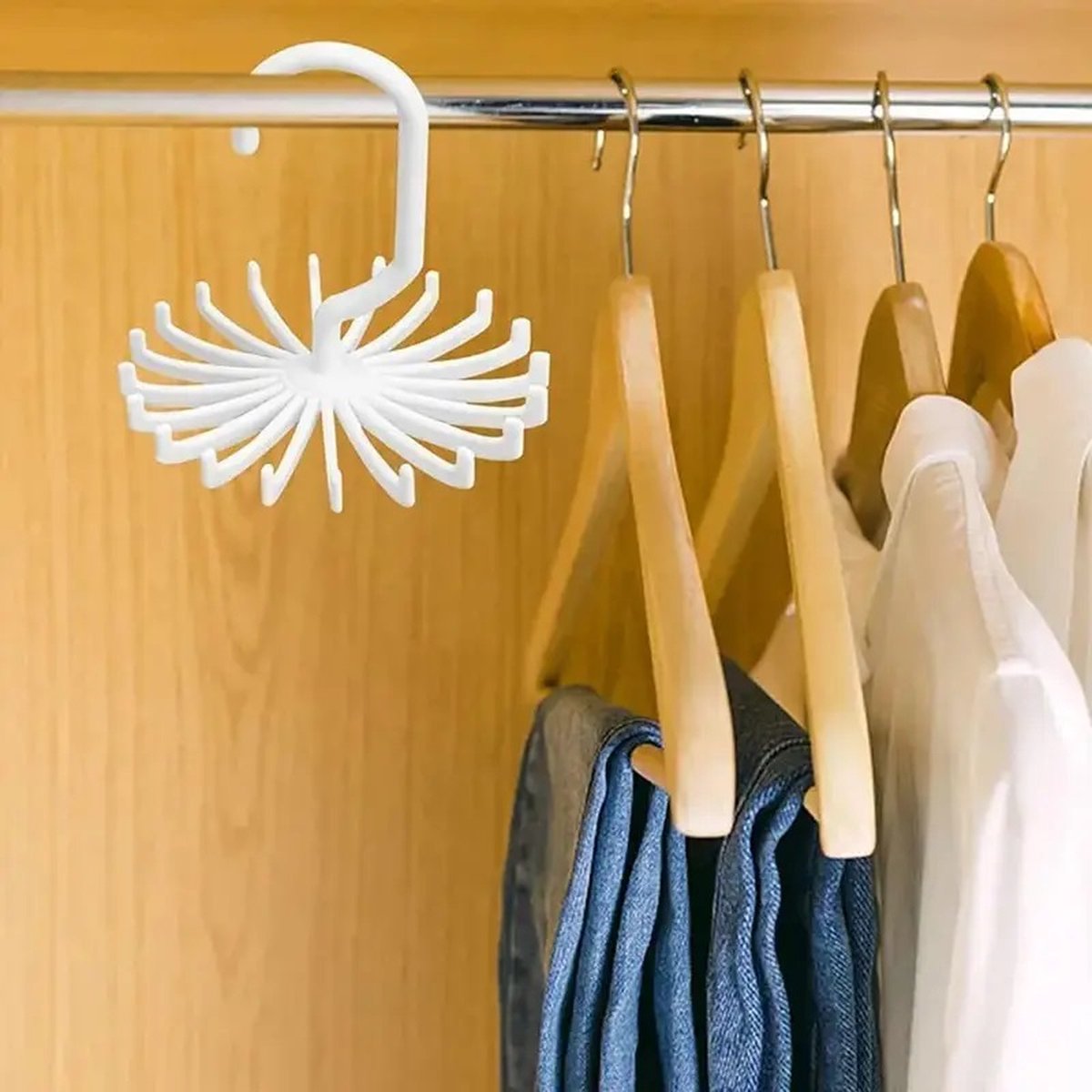 Tie Hanger | Tie Hanger | Tie Organizer | Tie Hook | Hang 20 Ties | White V1188-MS101-00575-1