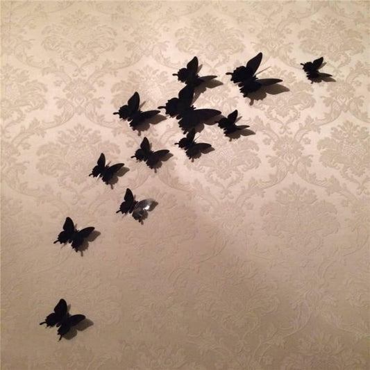 3D Wall Decoration Butterflies 12 Pieces | Wall Butterflies | Butterfly Wall Stickers | Solid Wall Stickers | V1188-MS101-00576-1