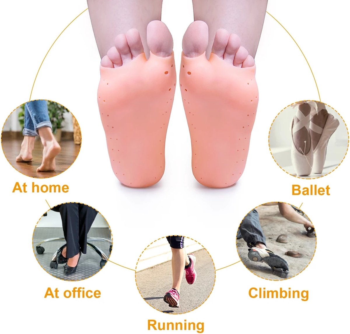 Silicone gel socks | Heel protectors | Heel insoles | Heel cushions | Heel socks | 1 pair | White V1188-MS101-00581-1
