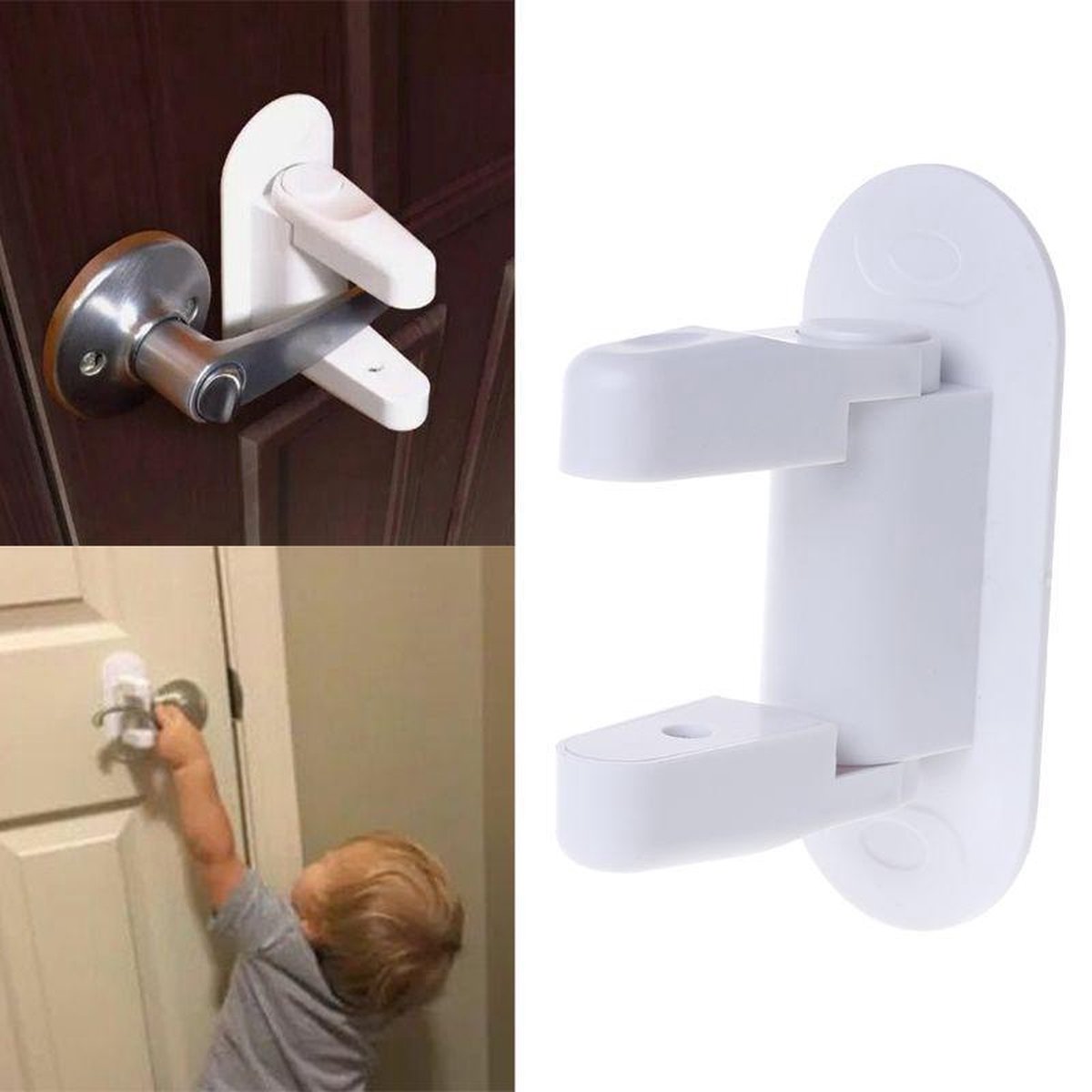 Door handle lock - Door handle latch - Child safety - Door security - Safety lock - 2 pieces - White V1188-MS101-00583-1