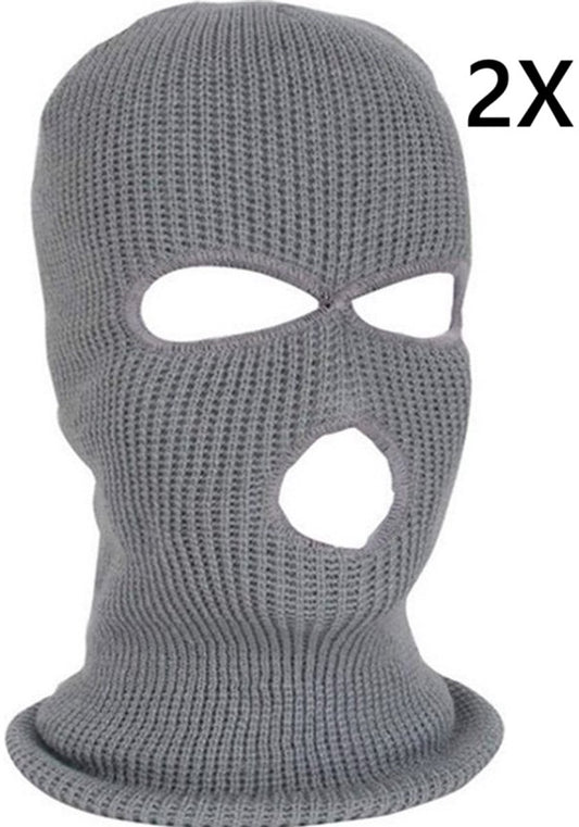 2x Facemask I Sports hat I Three-hole hat I Ski hat I Bivouac I Balaclava I One Size I Gray V1188-MS101-00598-1