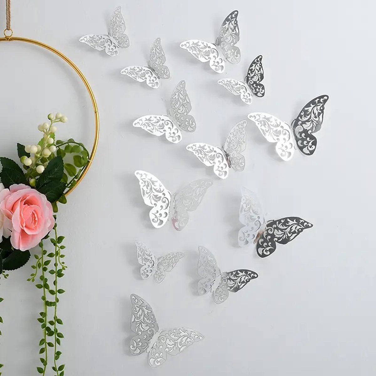 3D Wall Decoration Butterflies 12 Pieces | Wall Butterflies | Butterfly Wall Stickers | Solid Wall Stickers | V1188-MS101-00601-1