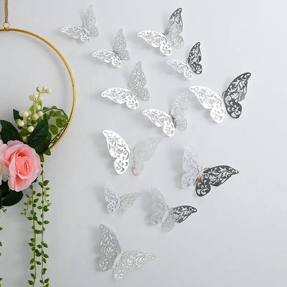 3D Wall Decoration Butterflies 12 Pieces | Wall Butterflies | Butterfly Wall Stickers | Solid Wall Stickers | V1188-MS101-00601-1
