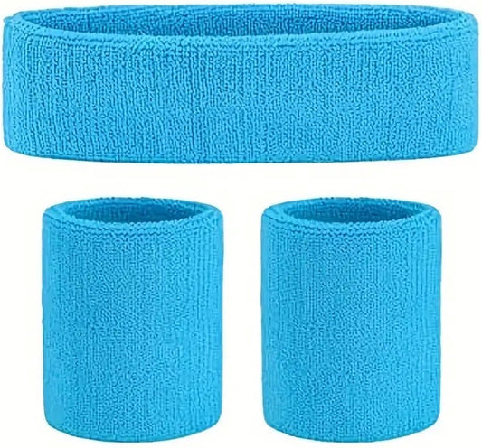 3-Piece Set of Headband & 2x Wristband Set | Sweatband | Sweatbands | Head and Wrist | Sports Bands | Light V1188-MS101-00606-1