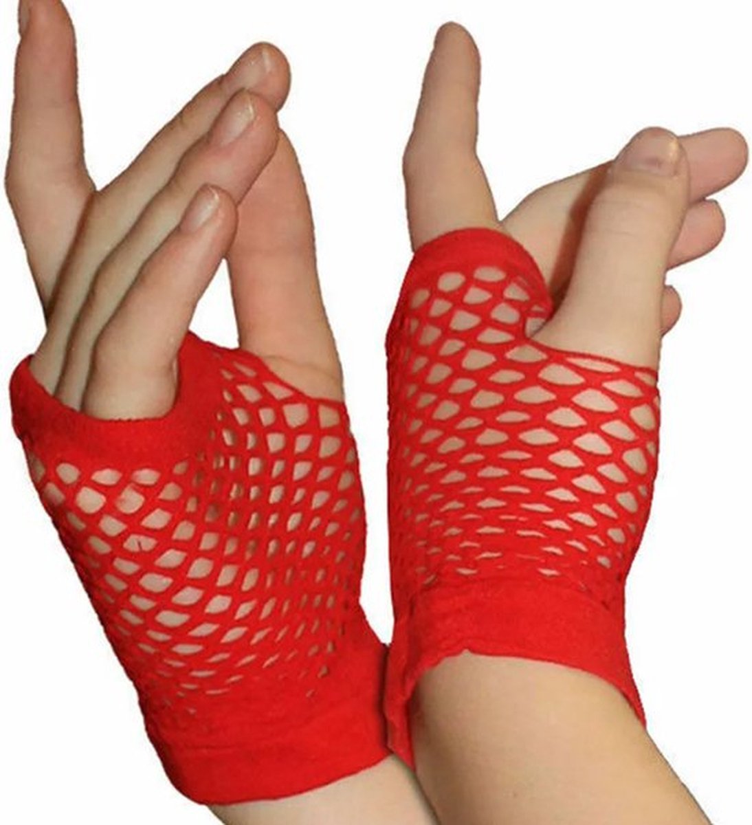 Fisnet Gloves | Erotic Gloves | Costume Gloves | Half Finger | 1 Pair | Red V1188-MS101-00607-1