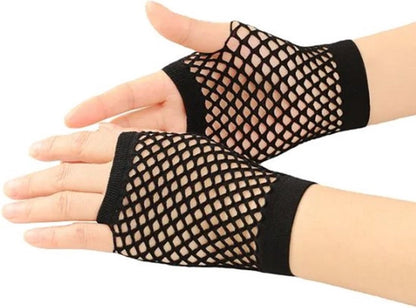 Fisnet Gloves | Erotic Gloves | Costume Gloves | Half Finger | 1 Pair | Black V1188-MS101-00608-1