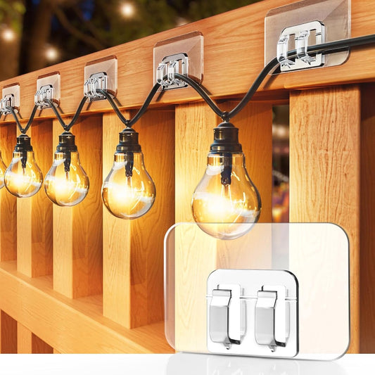 100 pieces Hooks for outdoor lighting - with adhesive strips - No damage, no tools, no holes, waterproof and V1188-MS101-00615-1