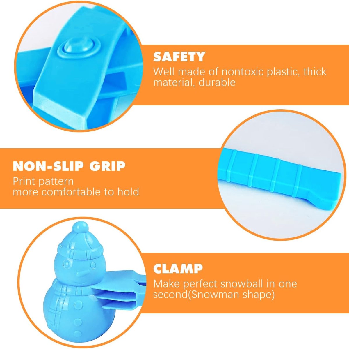 4 Pieces Snowball Maker for Children - Ball/Heart/Duck/Snowman - Safe PP Material V1188-MS101-00617-1