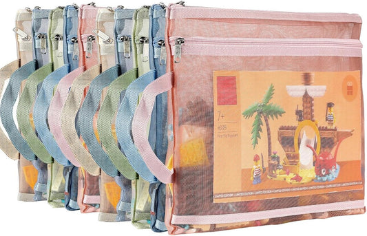 Colorful mesh storage bags with zippers - 10-pack - A4 size, double-layer nylon material - suitable for V1188-MS101-00618-1