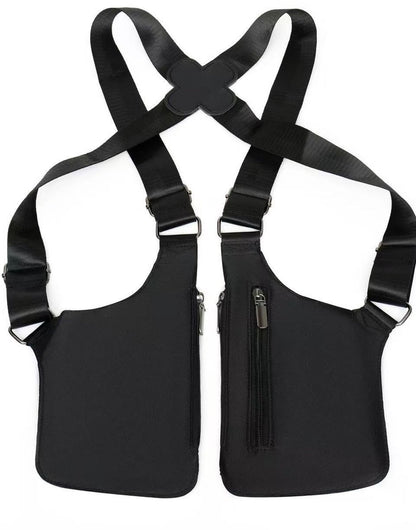 Shoulder bag with shoulder strap - leather shoulder pads - concealed leather wallet under the arm - V1188-MS101-00619-1
