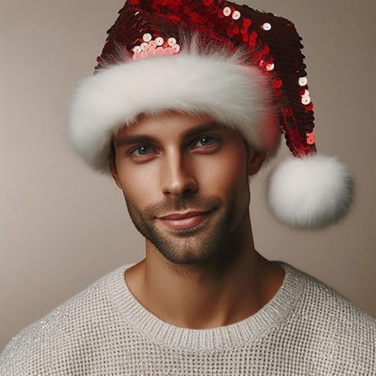 Santa Hat for Adults - Plush Santa Hat - Velvet Headwear - Lined and Dustproof V1188-MS101-00622-1