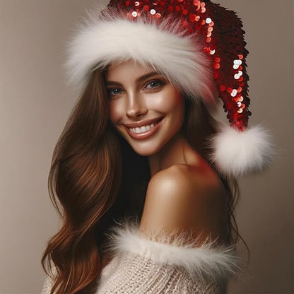 Santa Hat for Adults - Plush Santa Hat - Velvet Headwear - Lined and Dustproof V1188-MS101-00622-1