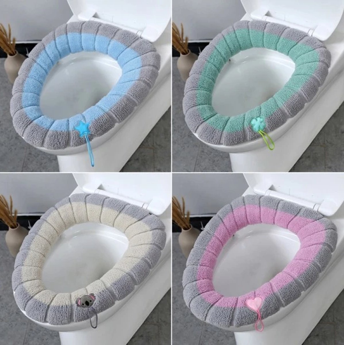 Toilet seat cushion 4-pack - Warm stretch, universal, washable V1188-MS101-00624-1