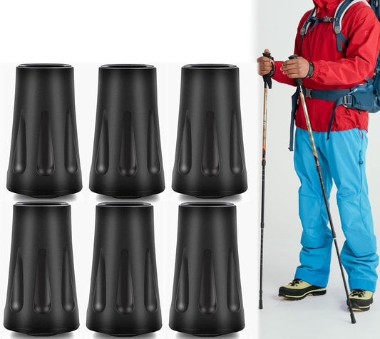 6-pack reinforced trekking pole tips - reinforced rubber tips for trekking poles, walking sticks, and hand V1188-MS101-00627-1