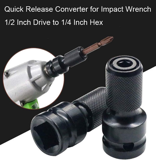 2-Pack Screwdriver Adapter - 1/2 inch Square Drive to 1/4 inch Hex Female - Suitable for Impact Air and V1188-MS101-00630-1