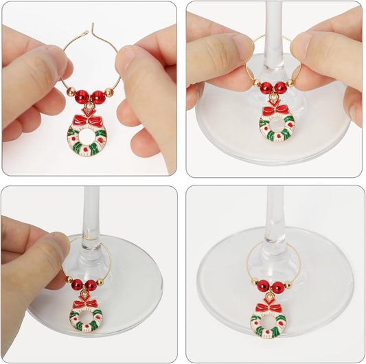 Christmas Wine Glass Charms 30-piece - Identification, holiday theme, drink markers V1188-MS101-00632-1