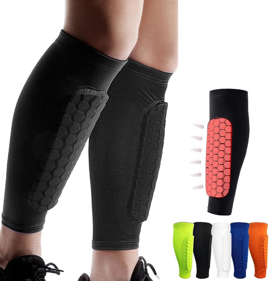 Shin guards-football shin guards - Honeycomb compression sock type football shin guards - Suitable for boys, V1188-MS101-00633-1