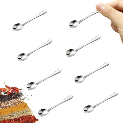 8 Mini Stainless Steel Spice Spoons - 7.3cm - For Salt, Sugar & Honey V1188-MS101-00634-1