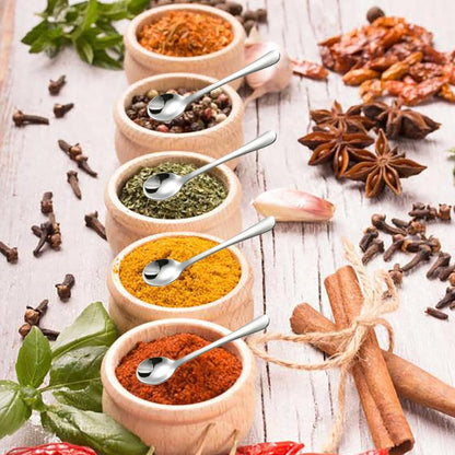 8 Mini Stainless Steel Spice Spoons - 7.3cm - For Salt, Sugar & Honey V1188-MS101-00634-1