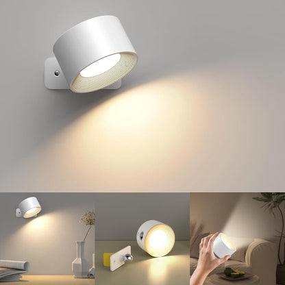 Wireless Rechargeable LED Wall Lamp Indoor White - 3 Colors/3 Brightness Levels - 360 degrees Rotatable V1188-MS101-00636-1