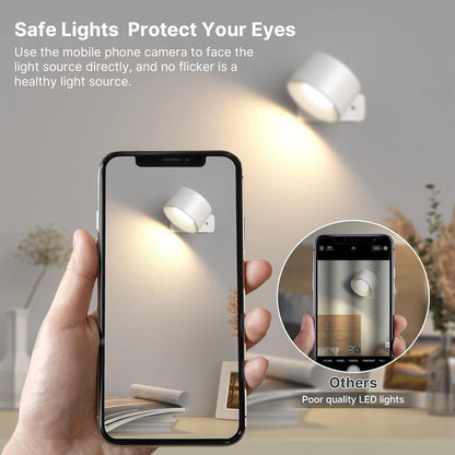 Wireless Rechargeable LED Wall Lamp Indoor White - 3 Colors/3 Brightness Levels - 360 degrees Rotatable V1188-MS101-00636-1