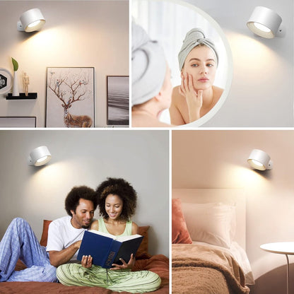 Wireless Rechargeable LED Wall Lamp Indoor White - 3 Colors/3 Brightness Levels - 360 degrees Rotatable V1188-MS101-00636-1