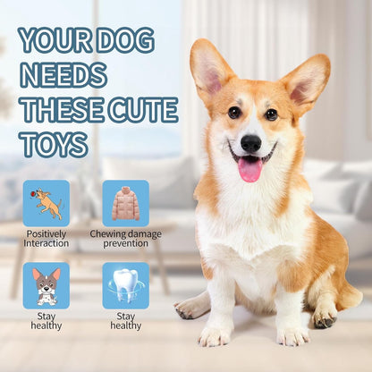 4 PCS Puppy Chew Toys - Relieves teething - Soft rubber & rope toys - Durable and interactive - Suitable for V1188-MS101-00637-1