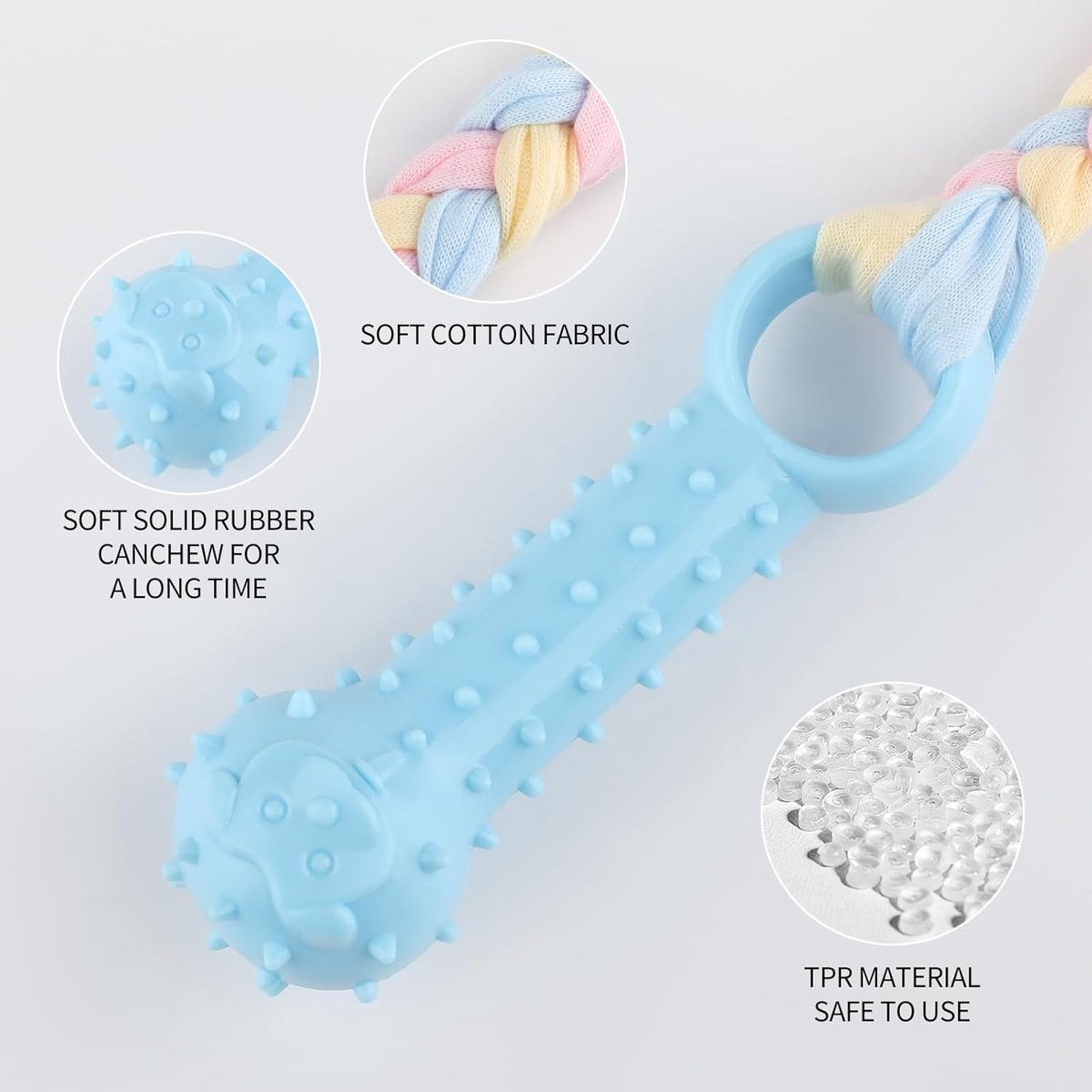 4 PCS Puppy Chew Toys - Relieves teething - Soft rubber & rope toys - Durable and interactive - Suitable for V1188-MS101-00637-1