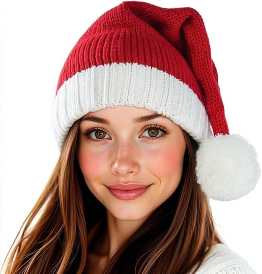 Knitted Santa hat - Washable and colorfast - Soft, warm, long - Decorative Santa hat V1188-MS101-00648-1