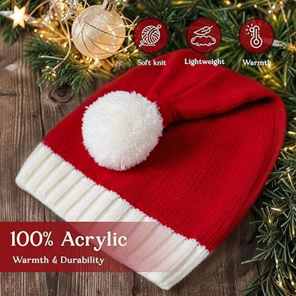 Knitted Santa hat - Washable and colorfast - Soft, warm, long - Decorative Santa hat V1188-MS101-00648-1