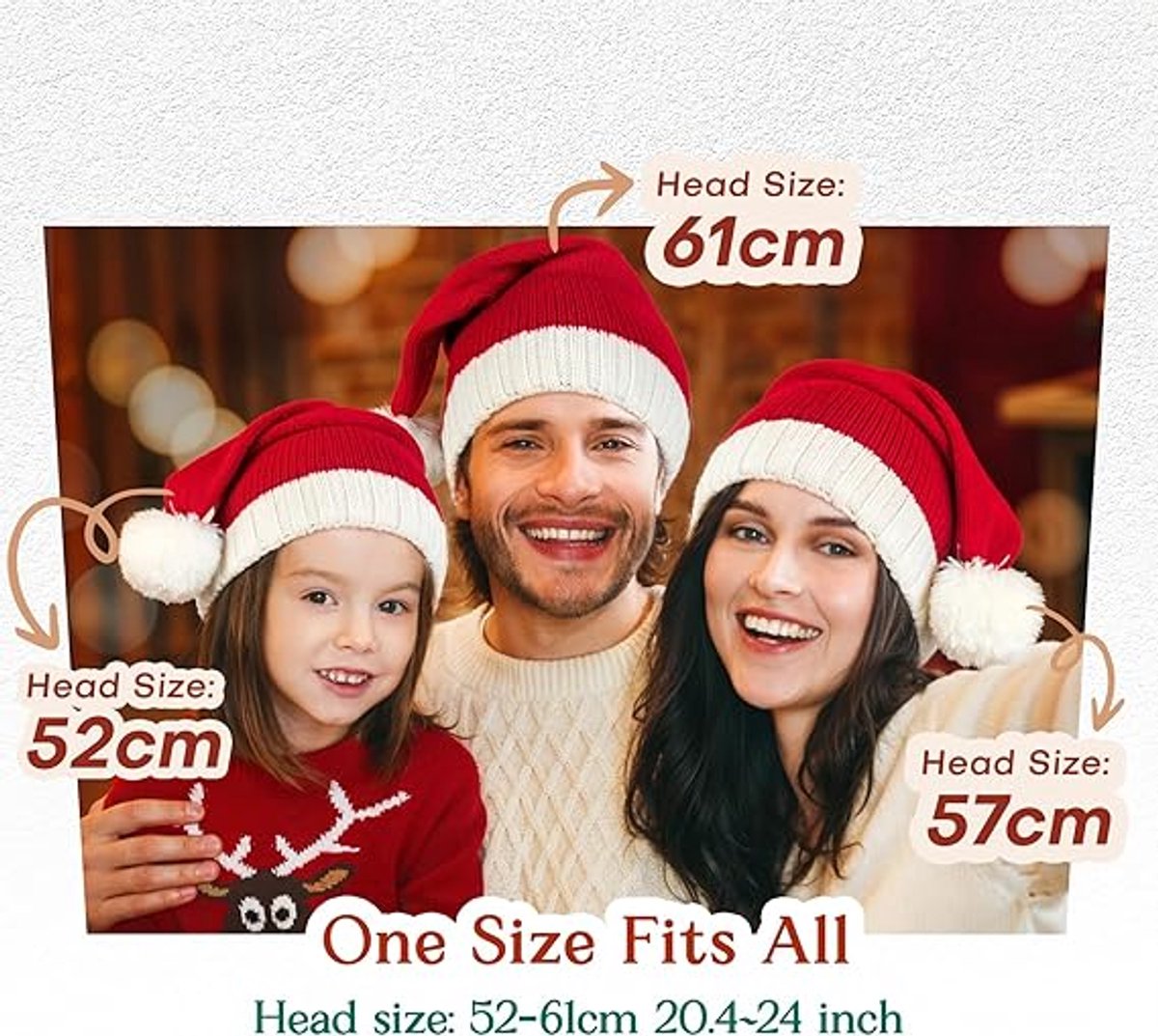 Knitted Santa hat - Washable and colorfast - Soft, warm, long - Decorative Santa hat V1188-MS101-00648-1