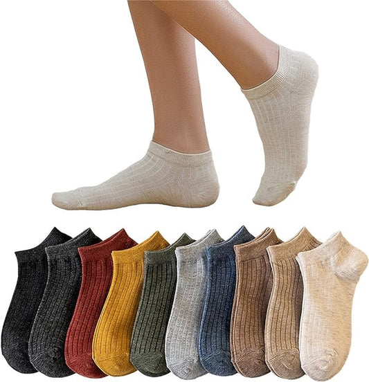 10 pairs of women's sports socks - cotton ankle socks - low socks for women - invisible socks V1188-MS101-00649-1