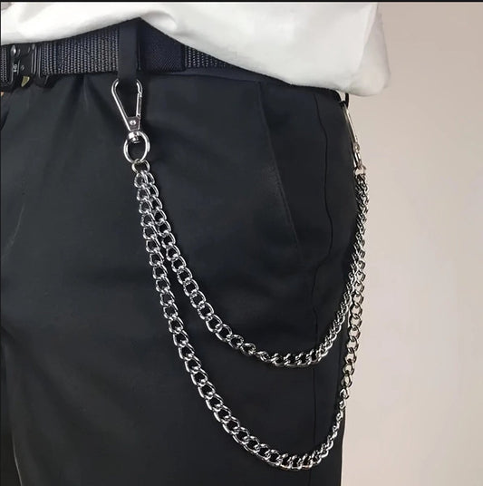 Stainless steel wallet chain - 40 cm and 50 cm long - comes with a punk-style keychain - perfect as a trouser V1188-MS101-00652-1